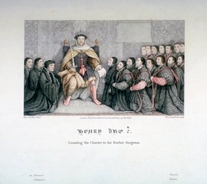 Heinrich VIII. gewährt die Charta an die Barber Surgeons, 16. Jahrhundert, 1817
