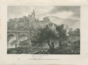 Tutbury Castle - Südansicht: Zinkografie, undatiert [frühes 19. Jahrhundert] von RC