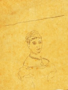 Dame im Abendkleid mit Figur der Venus von Milo von William Page