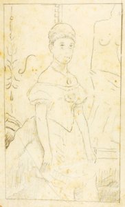 Dame im Abendkleid mit Figur der Venus von Milo von William Page