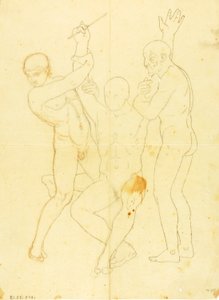 Moses, Aaron und Hur auf dem Berg Horeb (Aktstudie) von William Page