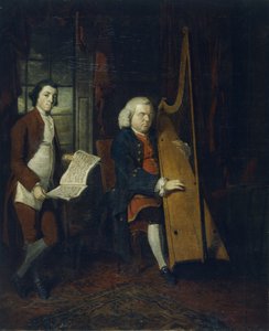 John Parry der blinde Harfenist mit einem Assistenten von William Parry