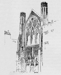 Ostfront der St. Stephens Kapelle nach dem Brand von 1834, ca. 1897 von William Patten