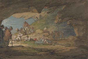 Eine Höhle im Sonnenlicht, mit Figuren