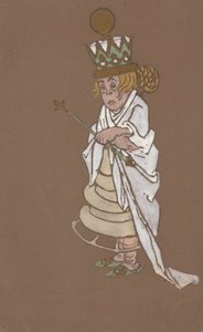 Weiße Königin-Kostümentwurf für Alice im Wunderland