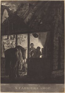 Die Schmiede von William Pether after Joseph Wright of Derby