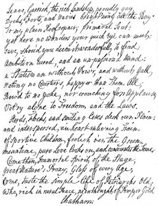 Gedicht von Lord Chatham an David Garrick, 18. Jahrhundert, 1840 von William Pitt