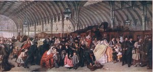 Der Bahnhof, aus Cassells Geschichte des britischen Volkes, veröffentlicht von der Waverley Book Company Limited, ca. 1940 von William Powell Frith