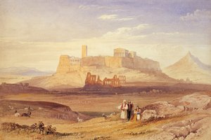 Ansicht von Athen mit der Akropolis und dem Odeon des Herodes Atticus, erstes Viertel des 19. Jahrhunderts
