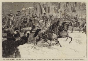 Der letzte Anschlag auf das Leben des Zaren von Russland, Einzug des Kaisers in St. Petersburg nach seiner Flucht von William Ralston