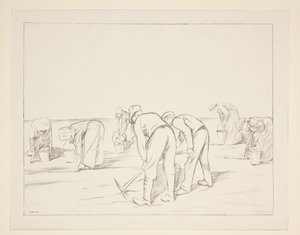 Landarbeiter mit Spitzhacken und Eimern von William Rothenstein