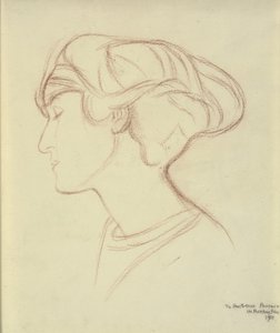 Frauenkopf (Parthenia Passano?) im Profil nach links von William Rothenstein
