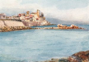 Antibes vom Westen (Farblithografie)