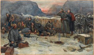 Die Gordon Highlanders: Morgengrauen in den Schützengräben von William Skeoch Cumming