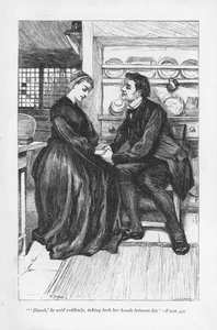 Nach den Prüfungen und Wirrungen der Geschichte erklärt Adam Bede seine Liebe zu Dinah Morris, der methodistischen Predigerin. Adam Bede von George Eliot, erstmals veröffentlicht 1859. Illustration von William Small (1843-1929) aus einer Ausgabe, veröffent von William Small