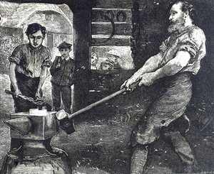Gravur des Dorfschmieds