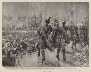 Das Bankett im Musiksaal in Edinburgh für die Offiziere und Männer der deutschen Kriegsschiffe, die im Forth liegen von William Small