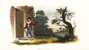 William Smellie, als Junge, nimmt ein Nest mit jungen Spatzen von ihren Eltern für ein Experiment