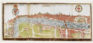 Sloane 2596, f.52 Ansicht von London von Süden, zeigt die Themse, die London Bridge und den Tower von William Smith