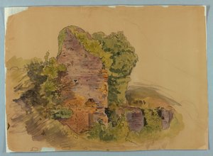 Turmbasis, Skizze von Ruinen im Wald von William Stanley Haseltine