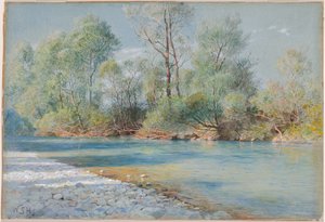 Traunstein Fluss auf dem Weg nach Empfig, Bayern, um 1893-96 von William Stanley Haseltine
