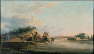 Ansicht einer Brücke über den Schuylkill River von William Strickland