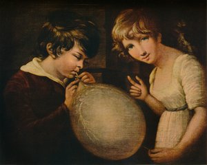 Junge und Mädchen mit einer Blase, 18. Jahrhundert von William Tate