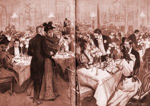 Mitglieder der High Society im Waldorf Hotel