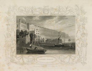 Adelphi Terrace, einschließlich des Wassertores, York Buildings, London von William Tombleson