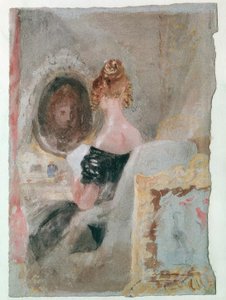 Interieur in Petwoath House: Frau vor dem Spiegel von Joseph Mallord William Turner