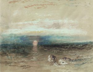Sonnenuntergang über dem Meer mit Knurrhähnen von Joseph Mallord William Turner