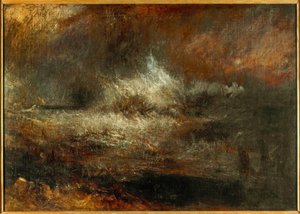Stürmische See mit brennendem Wrack von Joseph Mallord William Turner