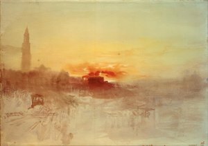Venedig bei Sonnenaufgang vom Hotel Europa, mit dem Campanile von Joseph Mallord William Turner
