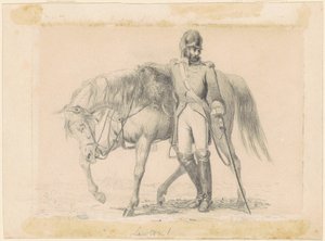Dragoner mit seinem Pferd von William Tylee Ranney