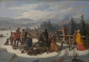 Szenen aus den Pionieren von Cooper, Deerslayer beim Schießwettbewerb