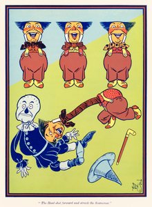 „Der Kopf schoss vor und traf die Vogelscheuche.“ aus „Der wunderbare Zauberer von Oz“ von L. Frank Baum