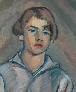 Porträt eines jungen Mannes mit langen Haaren von William Watson Peploe