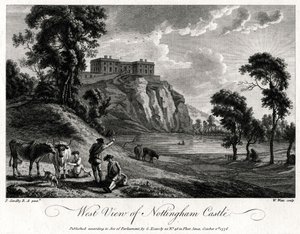 Westansicht von Nottingham Castle, Nottinghamshire, 1776