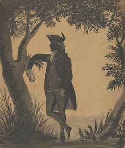 Junger Mann, der sich mit einem Buch an einen Baum lehnt, ca. 1780-89 von William Wellings