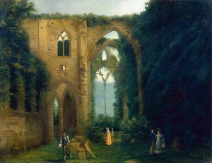 Newstead Abbey mit der letzten Ruhestätte von Byrons Hund Botswain von William West