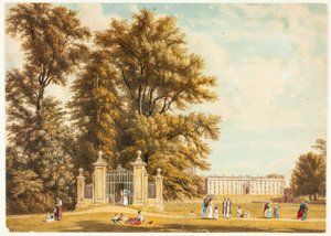 Eingang zur Allee von Clare Hall Piece, Cambridge von William Westall
