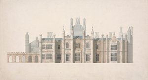 Erhebung eines vorgeschlagenen Entwurfs für Cambridge Colleges von William Wilkins