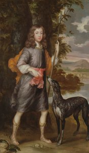 Ein Junge mit einem Speer und einem Hund, ca. 1685 von William Wissing or Wissmig