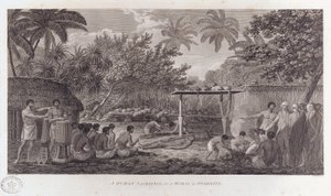 Menschenopfer auf Tahiti im Südpazifik, um 1773 von William Woollett
