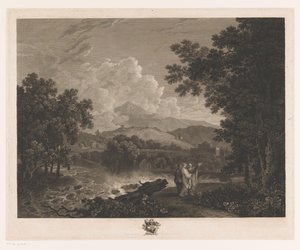 Landschaft mit Cicero am Ufer eines Flusses bei seiner Villa von William Woollett
