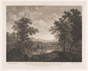 Landschaft mit Hirten und Vieh an einem See (Second Premium Landscape) von William Woollett