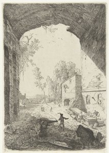 Gasthaus bei der Grotta della Ninfa Egeria von William Young Ottley