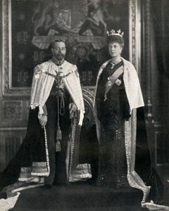 König Georg V. und Königin Mary bei ihrer ersten Parlamentseröffnung, 6. Februar 1911, 1951