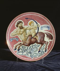 Ladegerät mit Darstellung von Cheiron und Achilleus (Keramik) von William de Morgan