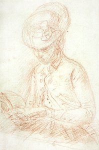Frau in Reitkleidung beim Lesen von William of Bath Hoare
